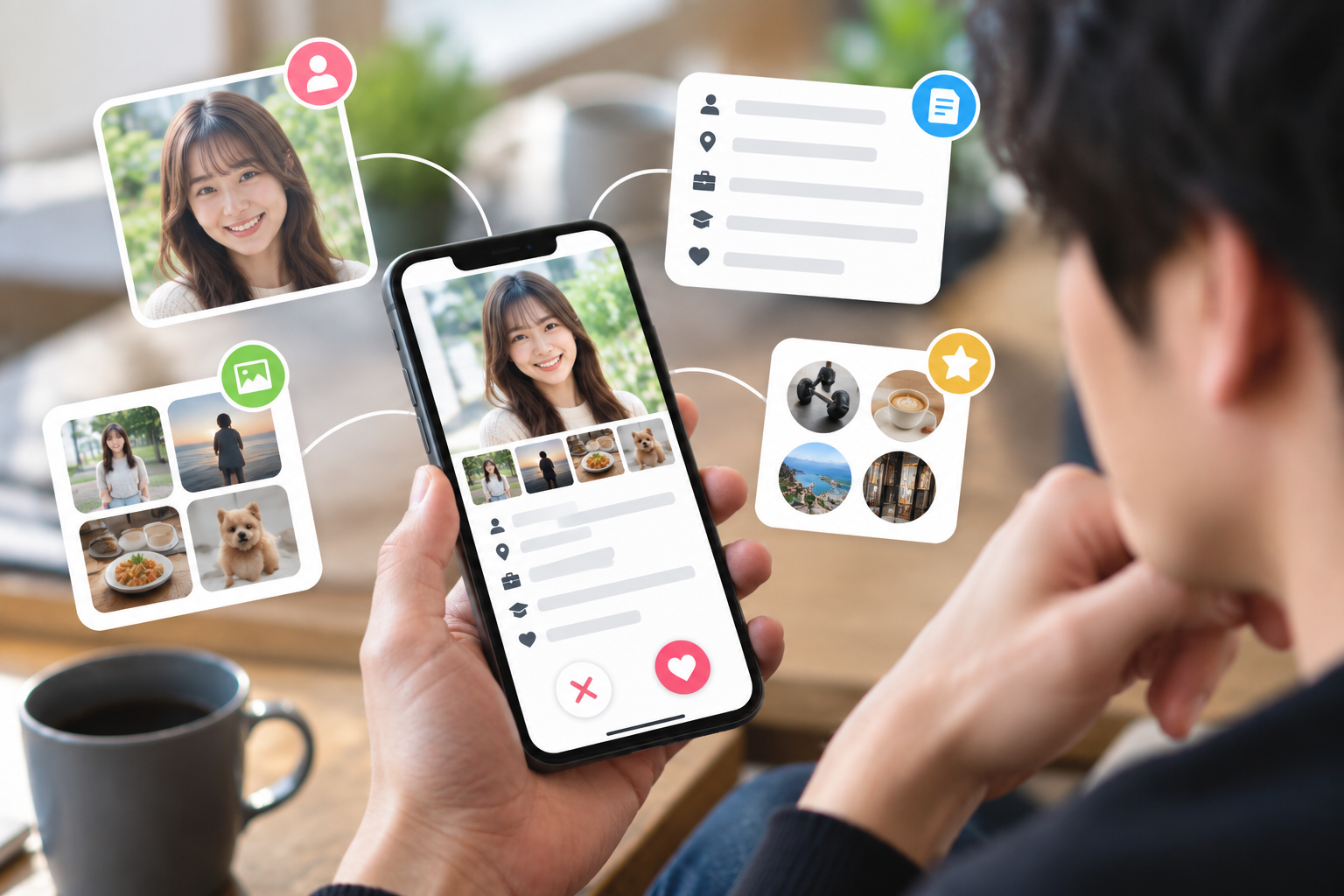 マッチングアプリは自己紹介文だけでなくプロフィール全体で見られているイメージ