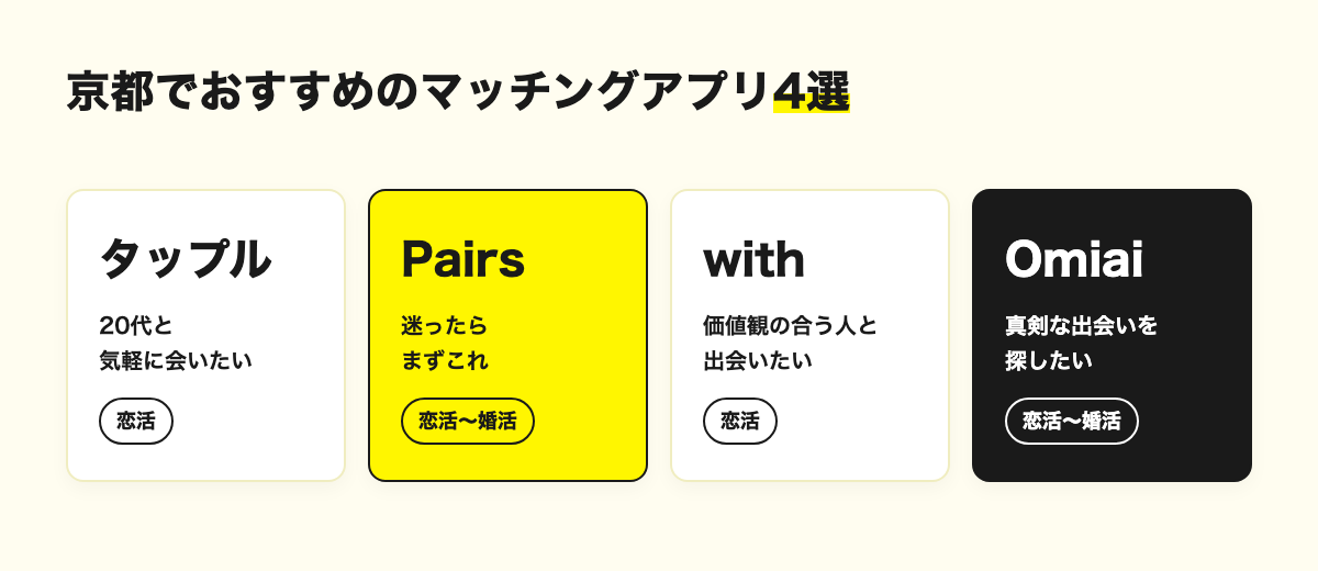 京都でおすすめのマッチングアプリ4選の比較