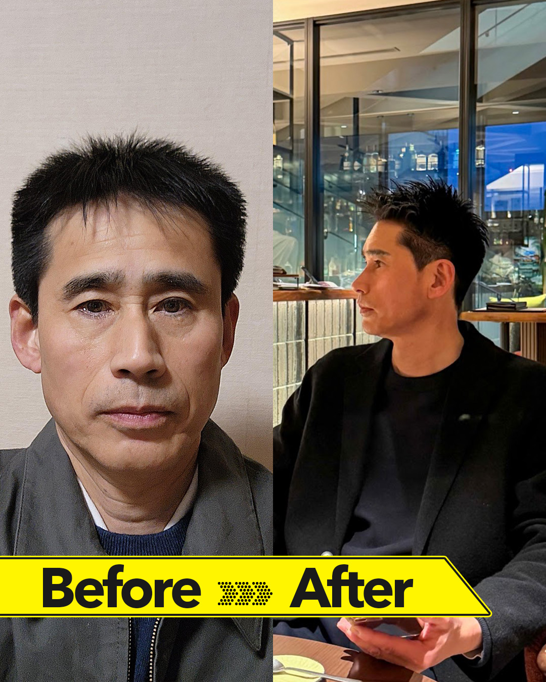 モテスナップのマッチングアプリ向けプロフィール写真 Before After